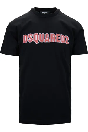 Dsquared2 Tops, Heren, Zwart, S, Katoen, Slip-On T-shirt met Geribbelde Randen