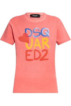 Dsquared2 Tops, Dames, Roze, XS, Katoen, T-shirt capsule Summer Lovers