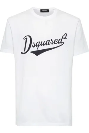 Dsquared2 Tops, Heren, Wit, S, Katoen, Logo Print Wit T-shirt Lichtgewicht Jersey