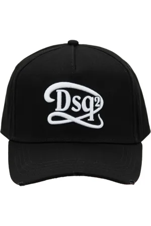 Dsquared2 Accessoires, unisex, Zwart, ONE Size, Katoen, Baseballpet met reliëf en gespsluiting