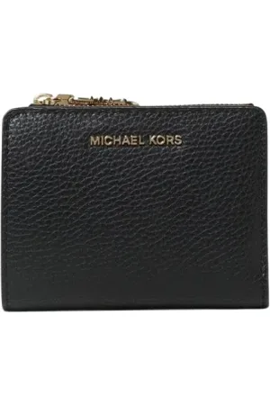 Michael Kors Accessoires, Dames, Zwart, ONE Size, Leer, Bruine ritsportemonnee voor vrouwen