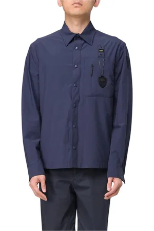 Blauer Overhemden, Heren, Blauw, L, Navy Button-Up Overhemd