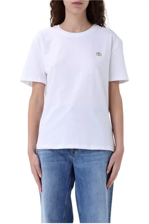 Twin-Set Tops, Dames, Wit, M, Katoen, Wit Logo T-shirt voor Vrouwen