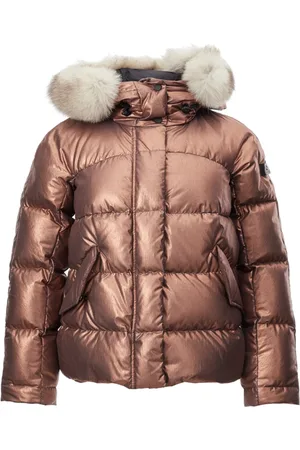 Peuterey Jassen, Dames, Roze, XS, Leer, Bronze Metal Gewatteerde Jas `Mils`