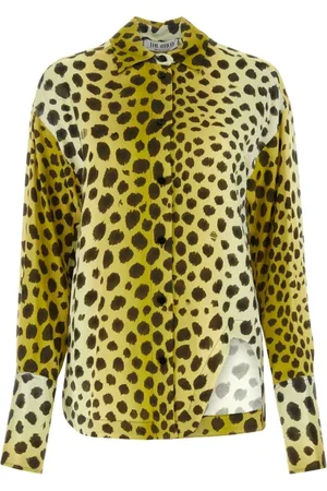 The Attico Blouses & Shirts, Dames, Geel, 2Xs, Satijn, Satijnen Eliza Shirt met Print