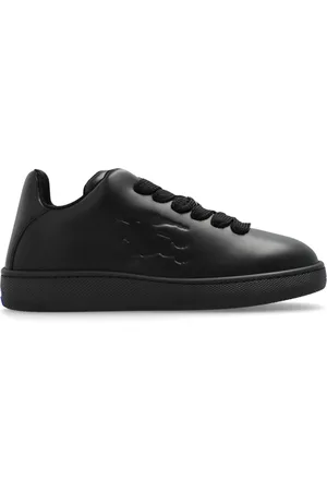 Burberry Schoenen, Heren, Zwart, 45 EU, Katoen, Box Logo Embossed Lace-Up Sneakers