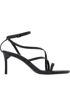 Armani Exchange Schoenen, Dames, Zwart, 39 EU, Leer, Zwarte Stiletto Sandalen Elegant Ontwerp