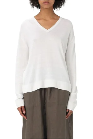 Max Mara Truien, Dames, Wit, S, Hemelsblauwe V-hals Gebreide Trui