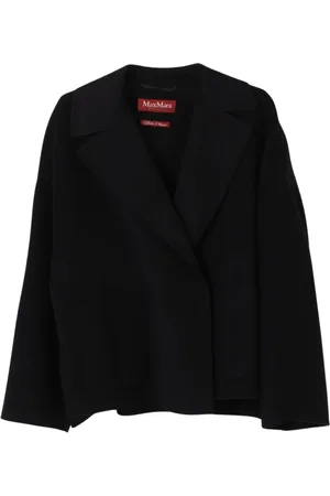 Max Mara Jassen, Dames, Zwart, S, Wol, Zwarte Wol Kort Jas
