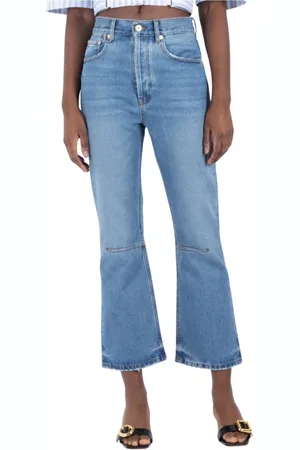 Jacquemus Jeans, Dames, Blauw, W29, Denim, High-waisted Flared Cropped Jeans