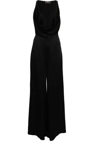 Elisabetta Franchi Jumpsuits & Playsuits, Dames, Zwart, M, Zwarte Jumpsuit met Gouden Metalen Bh