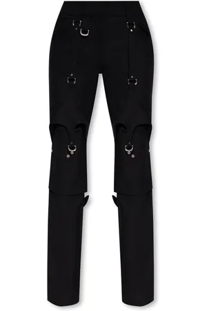 OFF-WHITE Broeken, Dames, Zwart, XS, Wol, Broek met Afneembare Pijpen