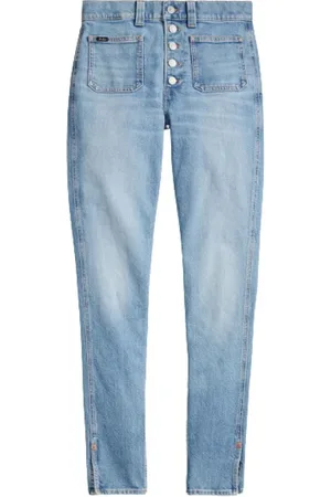 Ralph Lauren Jeans, Dames, Blauw, W32, Katoen, High Waist Button Fly Skinny Jeans