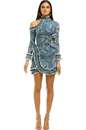 ZIMMERMANN Kleedjes, Dames, Veelkleurig, S, Polyester, Asymmetrische Mini Jurk voor Dagelijkse Gelegenheden