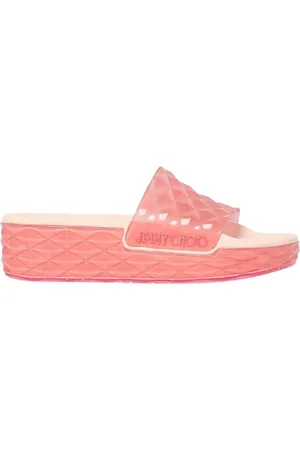 Jimmy Choo Schoenen, Dames, Roze, 40 EU, Witte Diamant Slide Sandalen