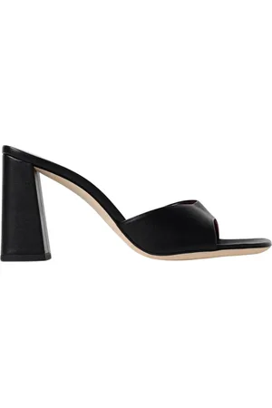 Staud Schoenen, Dames, Zwart, 36 EU, Leer, Zwarte Leren Blokhak Muiltjes