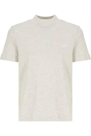 A.P.C. Tops, Dames, Grijs, M, Katoen, Zwart Geribbeld Mock Hals T-Shirt