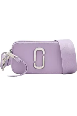 Marc Jacobs Tassen, Dames, Paars, ONE Size, Leer, Paarse Snapshot Tas met Zilveren Logo
