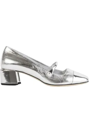Jimmy Choo Schoenen, Dames, Grijs, 36 EU, Leer, Zilveren leren pumps met bandje