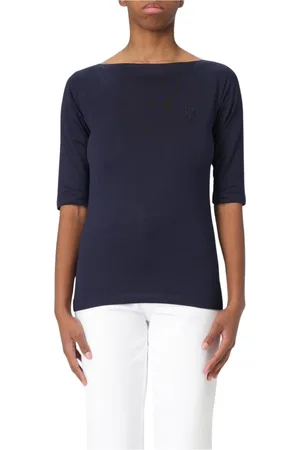 Dondup Tops, Dames, Blauw, XL, Blauwe Boothals Top voor Vrouwen