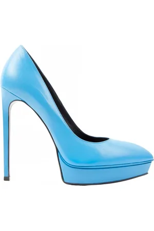 Saint Laurent Schoenen, Dames, Blauw, 40 EU, Leer, Blauwe Leren Janis Pumps voor Dames
