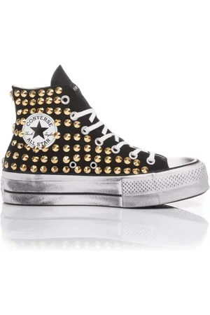 Converse Schoenen, Dames, Geel, 40 EU, Aangepaste Gouden Platform Sneakers
