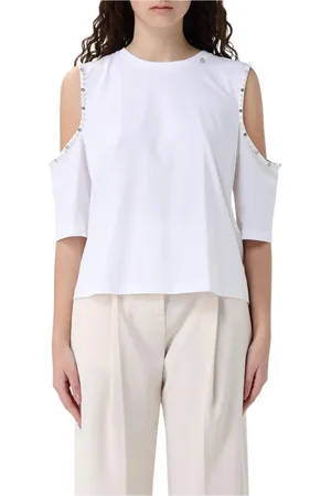 Liu Jo Tops, Dames, Wit, XS, Katoen, Parel Cold Shoulder Top