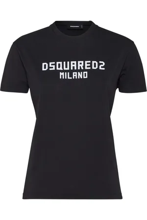 Dsquared2 Tops, Dames, Zwart, S, Katoen, Zwart-wit T-shirt met print