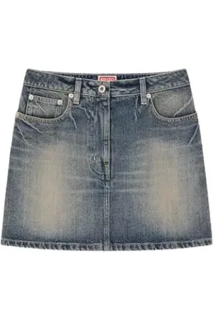 Kenzo Rokken, Dames, Blauw, W28, Denim, High-waist Denim Mini Rok