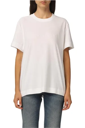 Givenchy Tops, Dames, Wit, L, Geborduurd Logo T-shirt