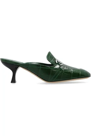 Salvatore Ferragamo Schoenen, Dames, Groen, 37 1/2 EU, Leer, Elodye Mules