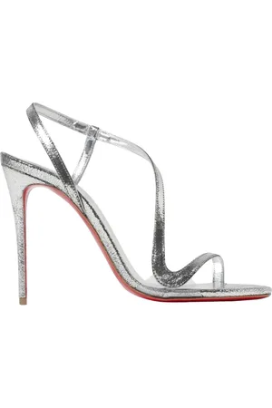 Christian Louboutin Schoenen, Dames, Grijs, 36 EU, Zilveren Stiletto Sandalen