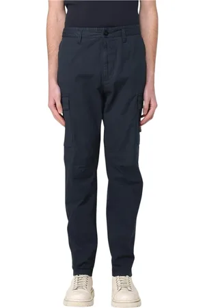 Stone Island Broeken, Heren, Blauw, W32, Handige Cargo Broek