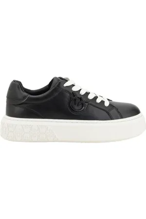 Pinko Schoenen, Dames, Zwart, 37 EU, Leer, Logo Platform Sneakers Urban Style