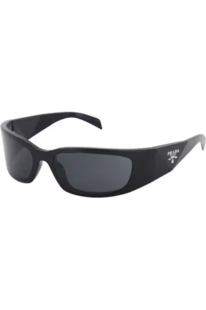 Prada Accessoires, unisex, Zwart, L, Stijlvolle Zwarte Smalle Masker Zonnebril