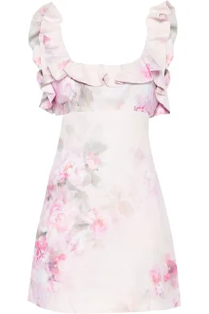 ZIMMERMANN Kleedjes, Dames, Roze, M, Lichtroze Mouwloze Jurk met Scoop Hals