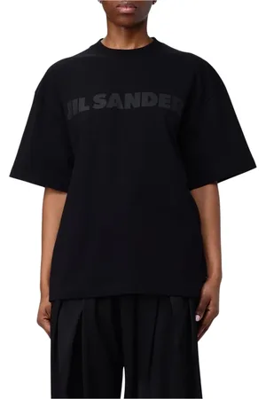 Jil Sander Tops, Dames, Zwart, XL, Katoen, Zwart Logo Tee Dames T-shirt