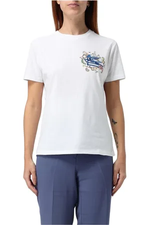 Etro Tops, Dames, Wit, M, Katoen, Paisley Print Tee