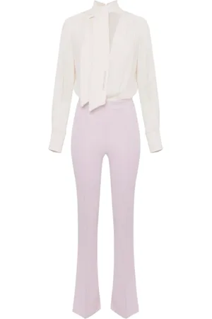 Elisabetta Franchi Jumpsuits & Playsuits, Dames, , S, Tweed, Georgette Tweedelige Pak met Logo Sjaal