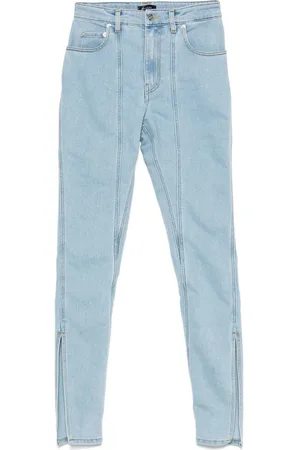MUGLER Jeans, Dames, Blauw, W28 L29, Katoen, Lichtblauwe Klassieke Five-Pocket Jeans