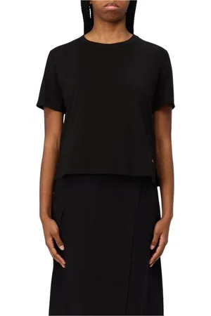 Kaos Tops, Dames, Zwart, XL, Witte Crop Top Moderne Silhouet