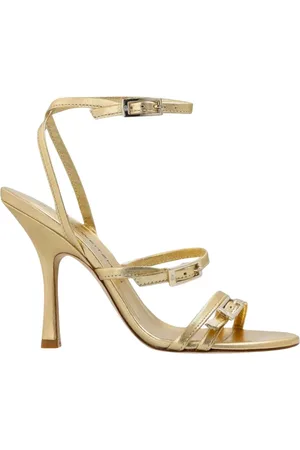 Stuart Weitzman Schoenen, Dames, Geel, 40 EU, Gouden Strappy Hakken Sandalen