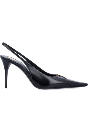 Saint Laurent Schoenen, Dames, Zwart, 39 EU, Leer, Zwarte gesloten neus slingback pumps