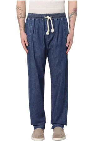 ELEVENTY Jeans, Heren, Blauw, L, Denim, Denim Trekkoordbroek Stijlvol Comfort