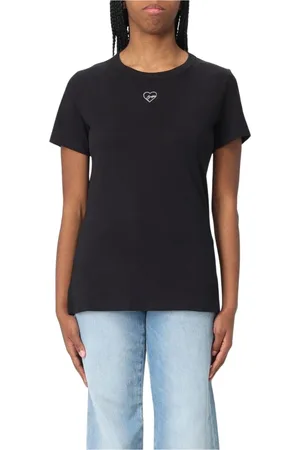 HUGO BOSS Tops, Dames, Zwart, XS, Elegant Violet Crew Neck T-Shirt