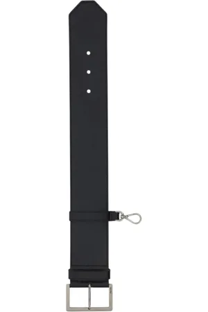 Prada Accessoires, Dames, Zwart, ONE Size, Elegante Metalen Gesp Leren Riem