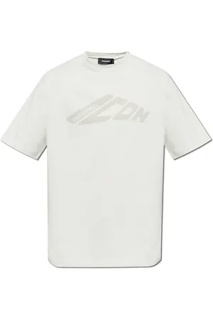 Dsquared2 Tops, Heren, Grijs, M, Katoen, T-shirt met Gedrukt Logo