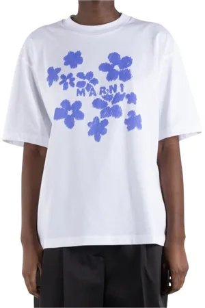 Marni Tops, Dames, Wit, 2Xs, Katoen, Wit Katoenen T-Shirt