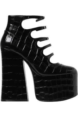 Marc Jacobs Schoenen, Dames, Zwart, 39 EU, Leer, Zwarte Croc Leren Gesp Hakken