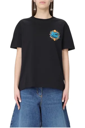 Etro Tops, Dames, Zwart, XS, Katoen, Bloemen Logo Tee voor Vrouwen